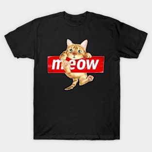 Cute Cat Hanging on Meow T-shirt T-Shirt